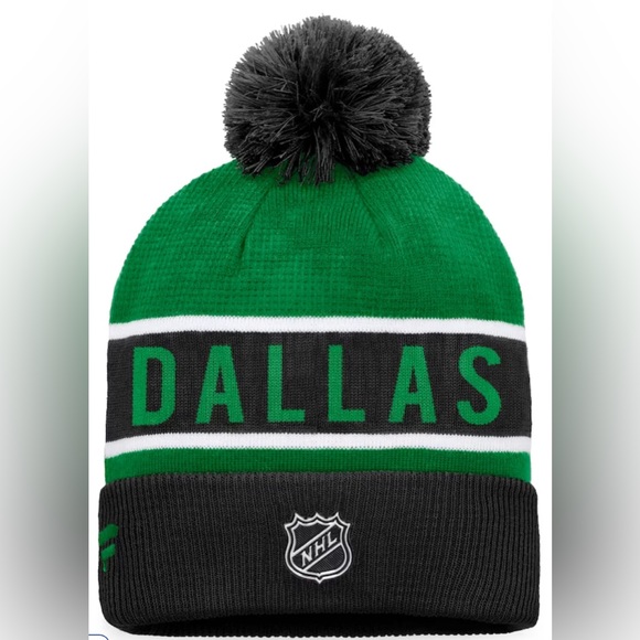 NEW Fanatics Authentic Pro Dallas Stars Rink Cuffed Beanie Black/Kelly Green O/S - Picture 1 of 4